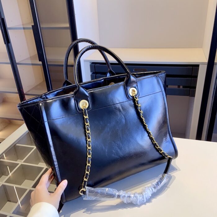 Chanel Deauville Shopping Tote Bag Black 38cm - Image 3