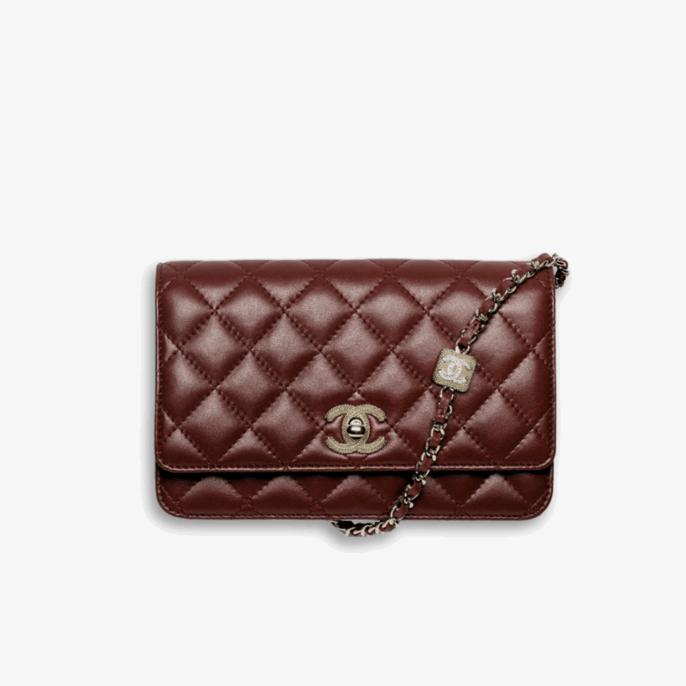 Chanel Wallet On Chain With Diamond Burgundy 20cm AP4299 B18216 NZV44