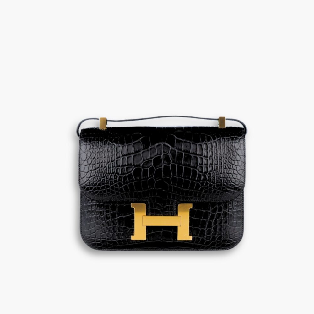 Hermes Lizard Constance Mini Shoulder Bag Black 20cm