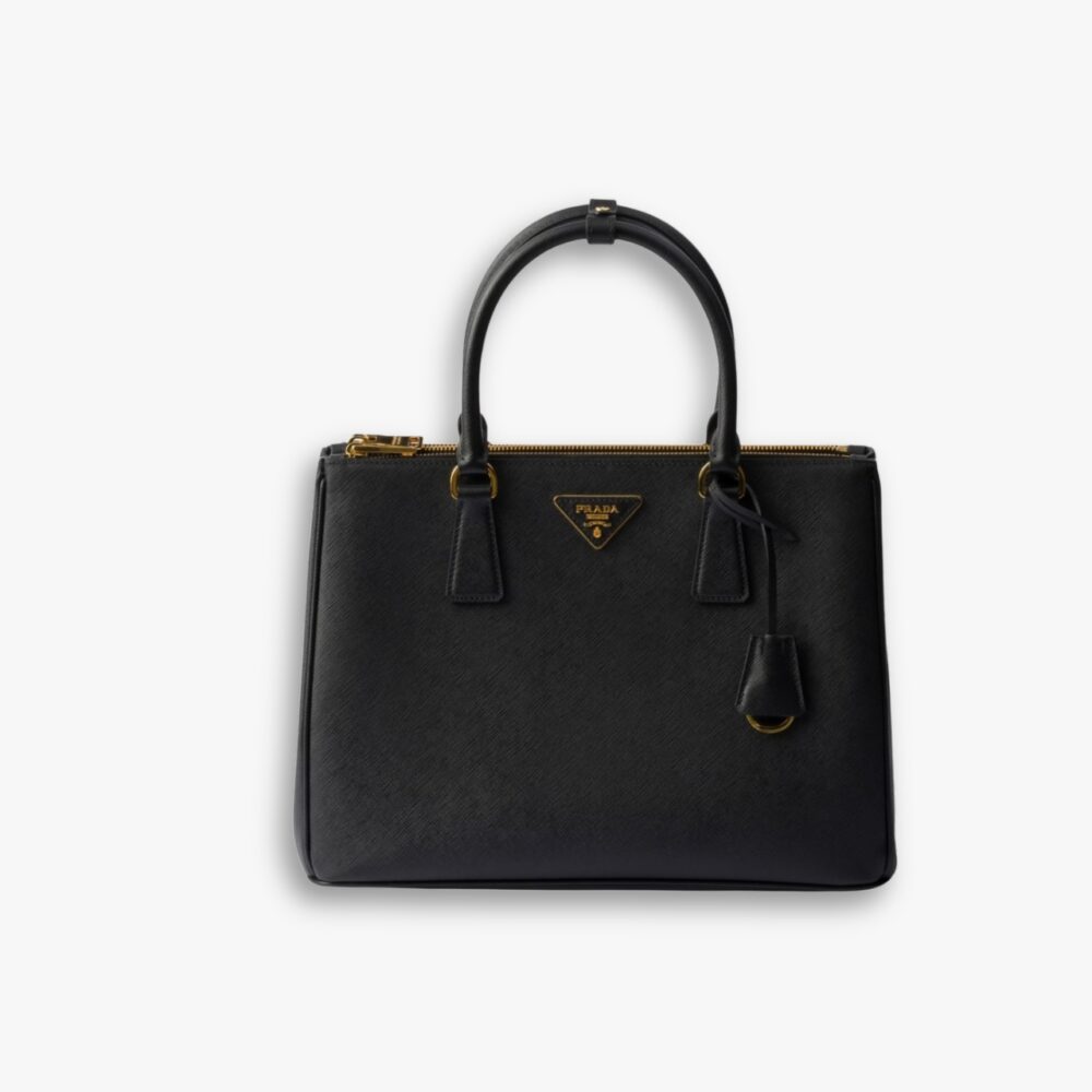 Prada Saffiano Leather Double Black 25Cm