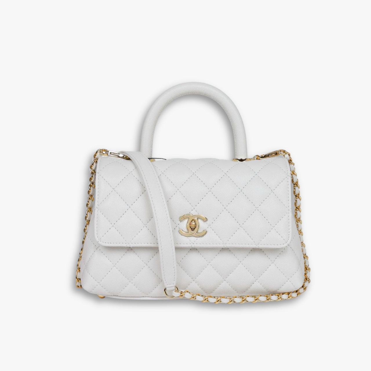 Chanel Coco Top Handle Flap Bag White 26cm