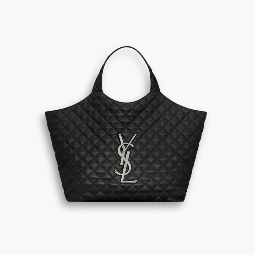 Saint Laurent Icare Maxi Shopping Bag Black With Silver Hardware 40cm
