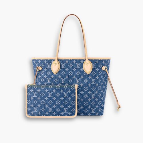 Louis Vuitton Neverfull MM Tote Bag Denim Blue 31Cm M13192