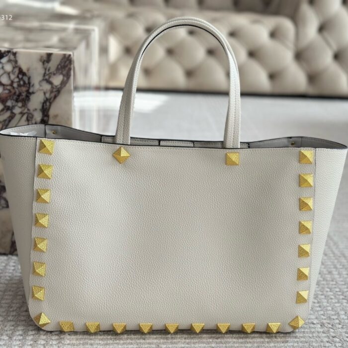 Valentino Garavani Rockstud Tote Bag White 44Cm - Image 3