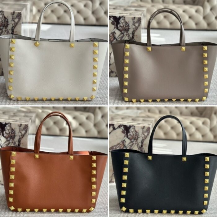 Valentino Garavani Rockstud Tote Bag White 44Cm - Image 4