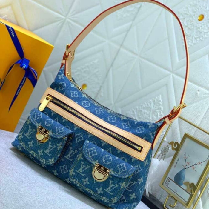 Louis Vuitton Monogram Denim Baggy PM Shoulder Bag Monogram Denim Baggy PM Shoulder Bag Blue 30cm - Image 2