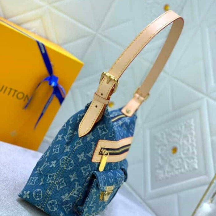 Louis Vuitton Monogram Denim Baggy PM Shoulder Bag Monogram Denim Baggy PM Shoulder Bag Blue 30cm - Image 4