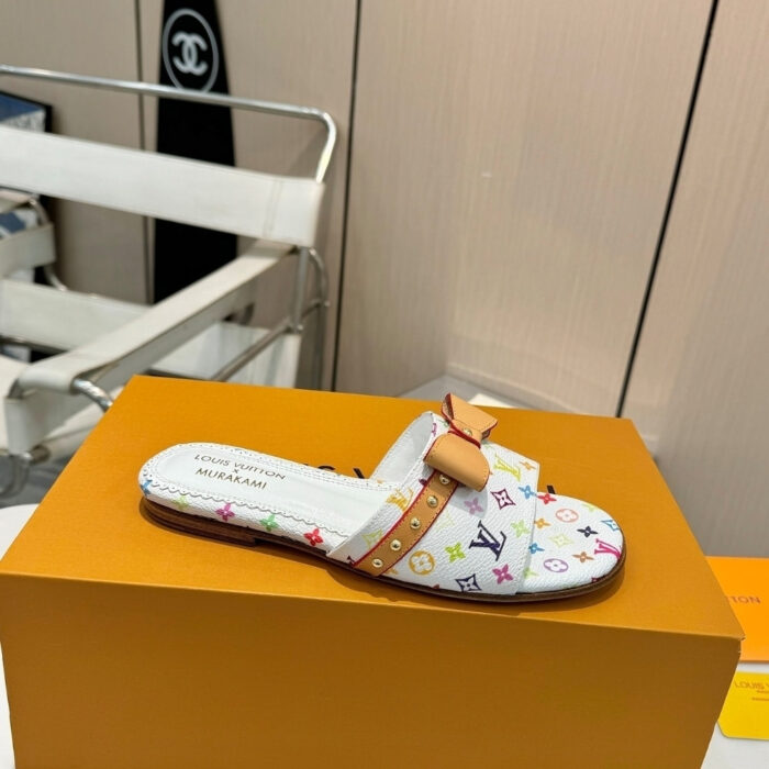 Louis Vuitton X Takashi Murakami 6AM Flat Mule White 1AGZUV - Image 4