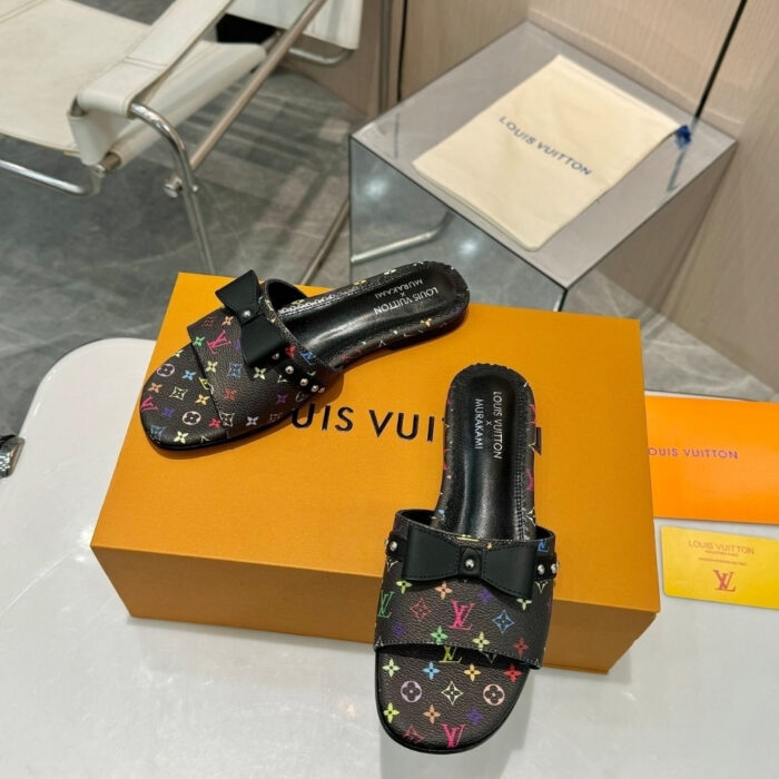 Louis Vuitton X Takashi Murakami 6AM Flat Mule Black - Image 5
