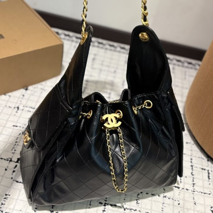Chanel 25 Small Handbag Gold Tone Metal Black 34Cm AS5293 B20304 94305 - Image 2