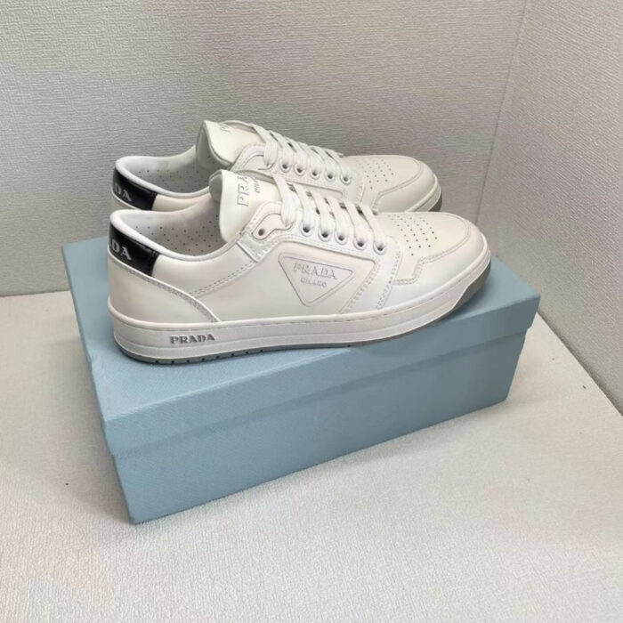 Prada District Perforated Leather Sneakers White - Image 3