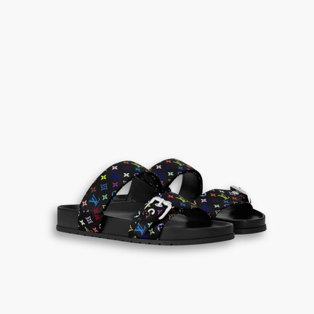Louis Vuitton X Takashi Murakami Bom Dia Flat Comfort Mule Black 1AGXUB