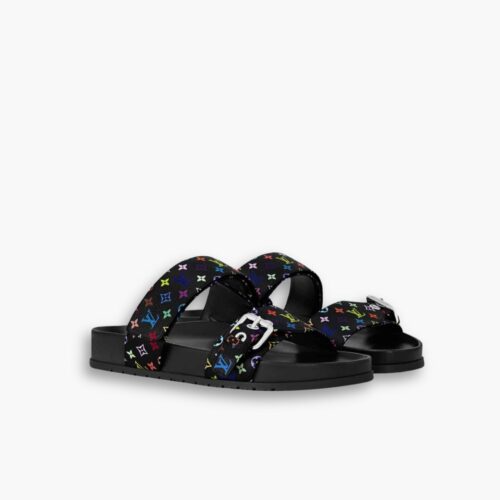 Louis Vuitton X Takashi Murakami Bom Dia Flat Comfort Mule Black 1AGXUB