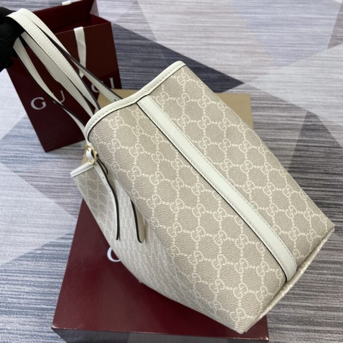 Gucci GG Emblem Large Tote Bag Beige And White GG Monogram Coated Fabric 38Cm 815213 FAD6L 9641 - Image 3