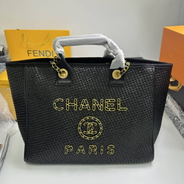 Chanel Deauville Large Shopping Bag Black 39cm - Image 2