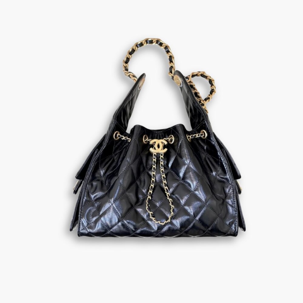 Chanel 25 Small Handbag Gold Tone Metal Black 34Cm AS5293 B20304 94305