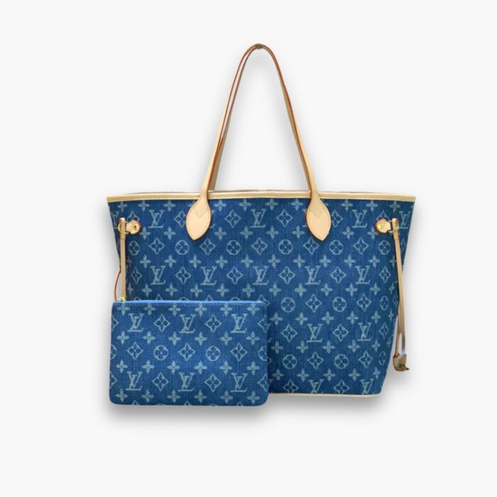 Louis Vuitton Neverfull Monogram MM Handbag Denim 28cm