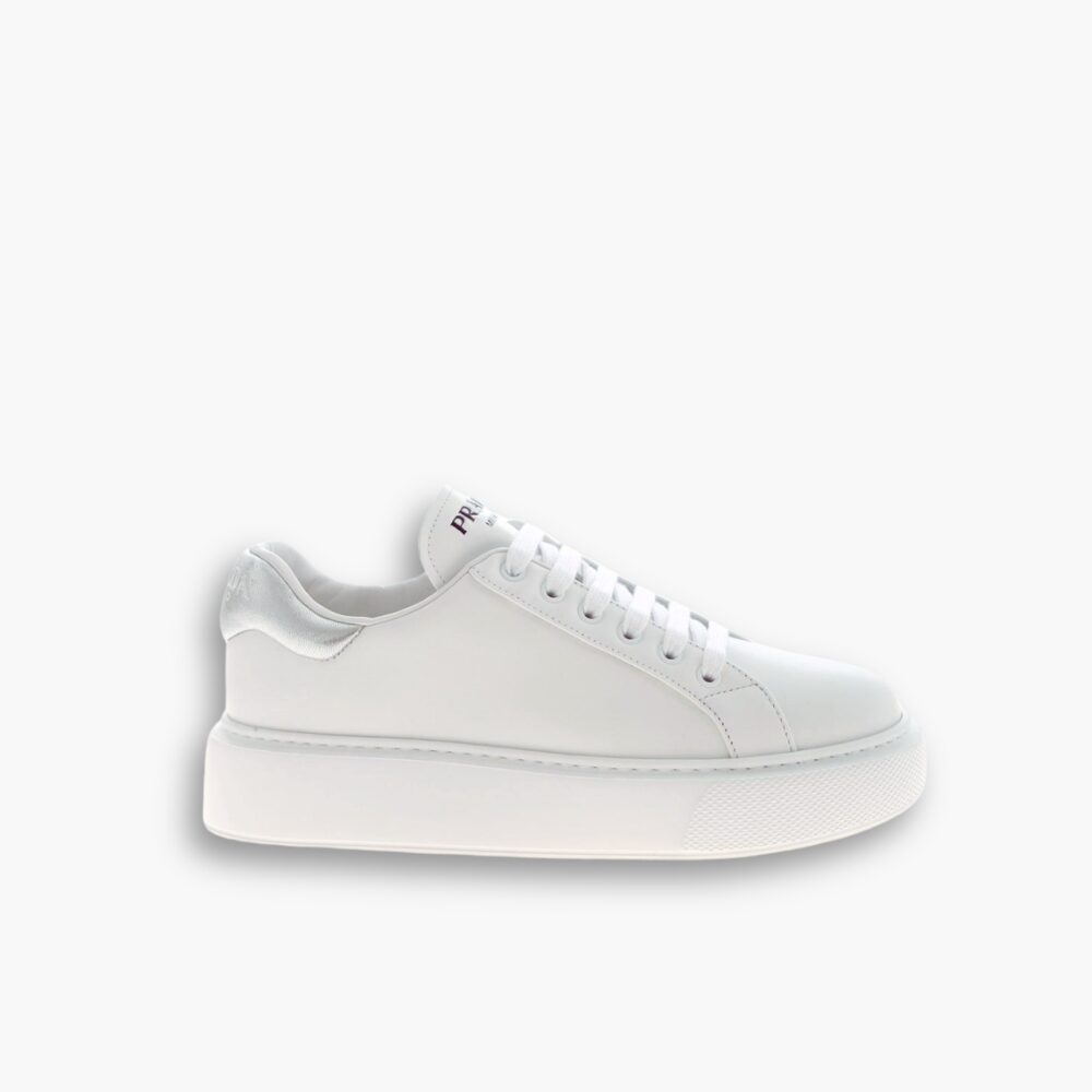 Prada Sneakers Leather With Silver Logo White