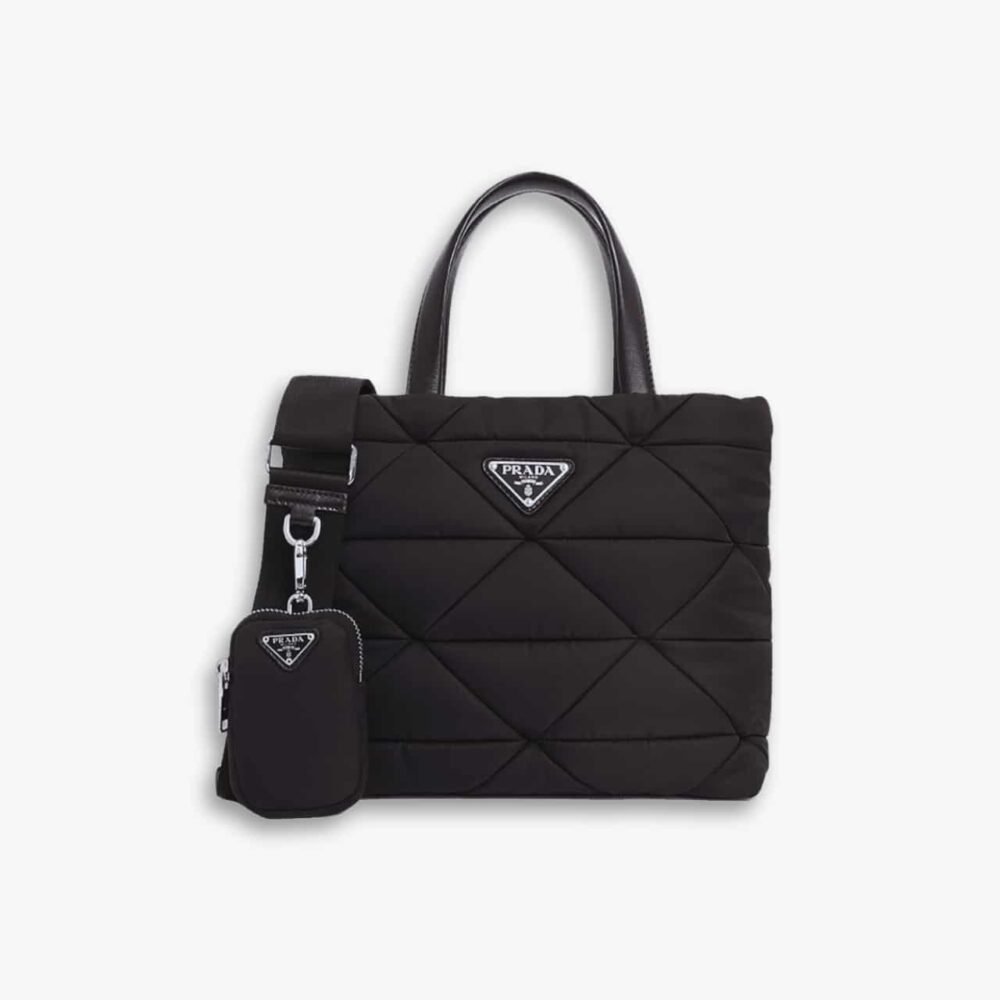 Prada Re Nylon Padded Tote Bag Black 23cm