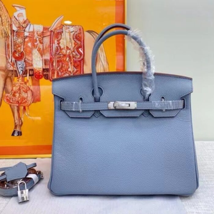 Hermes Birkin 30 Bag Epsom Silver Hardware Blue 30Cm - Image 2