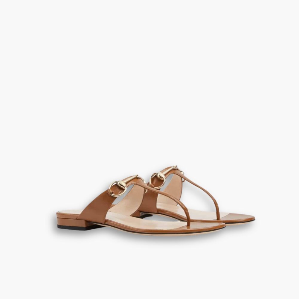 Gucci Women Thong Sandal With Horsebit Light Brown ‎816590 C9D00 2712