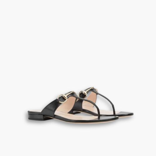 Gucci Women’S Thong Sandal With Horsebit Black 816590 C9D00 1000