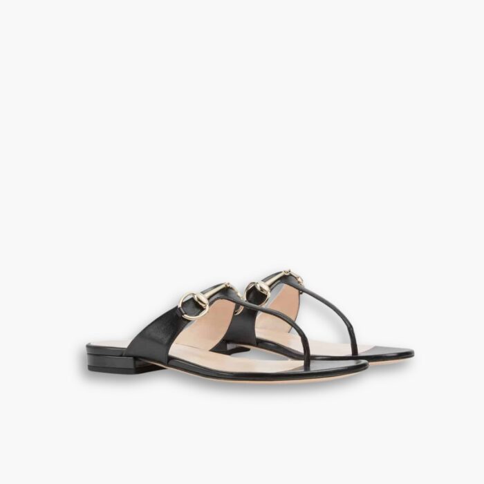 Gucci Women’S Thong Sandal With Horsebit Black ‎‎816590 C9D00 1000