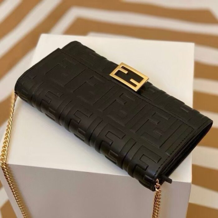 Fendi Baguette Continental Wallet With Chain Black 19Cm 8M0365AAJDF0KUR - Image 3