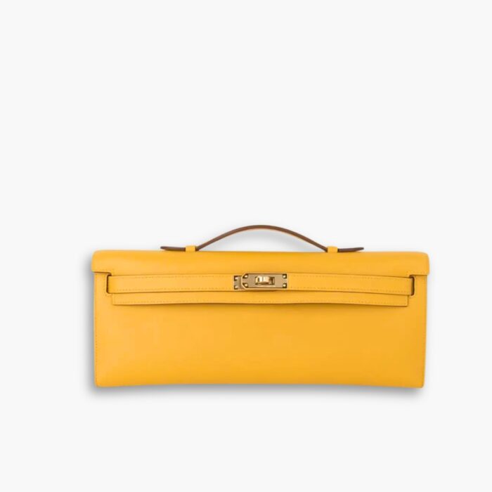 Hermes Kelly Cut Clutch Swift Gold Yellow 28Cm