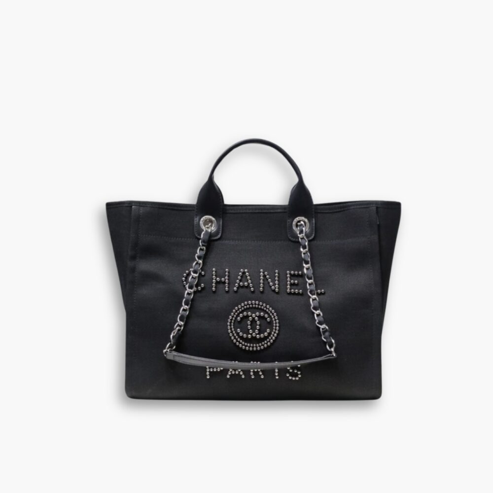 Chanel Deauville Large Shopping Bag Canvas Black 38cm