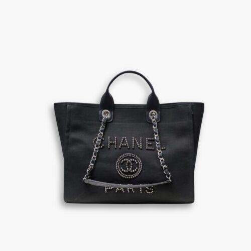 Chanel Deauville Large Shopping Bag Canvas Black 38cm