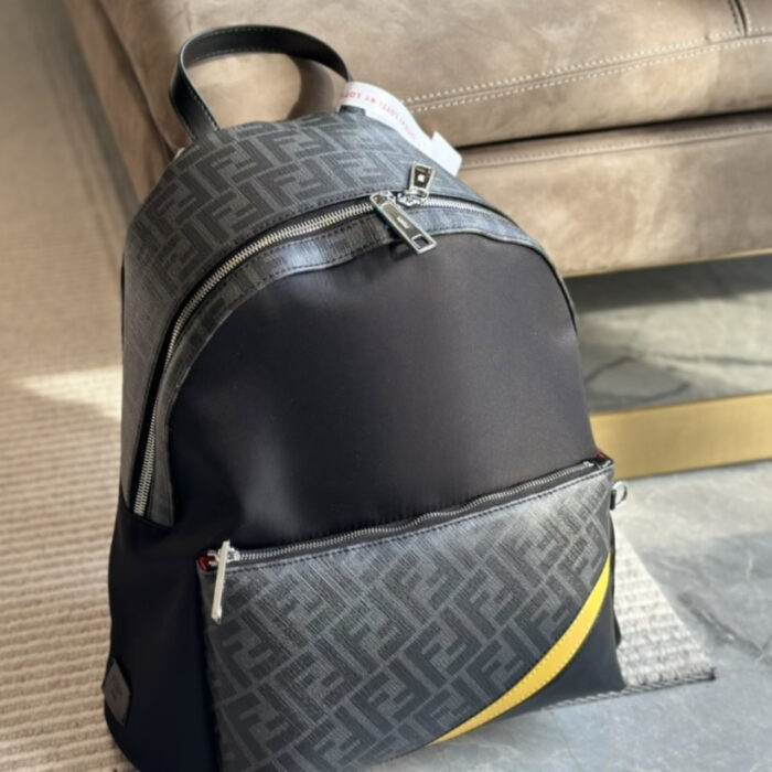 Fendi Diagonal Backpack Nylon Black 35Cm 7VZ042A9XTF17BJ - Image 3
