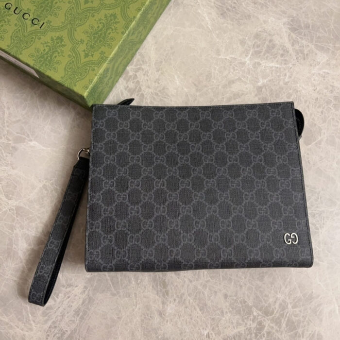 Gucci GG Pouch With Grey Trim Black 26Cm 768255 FACQC 1048 - Image 2