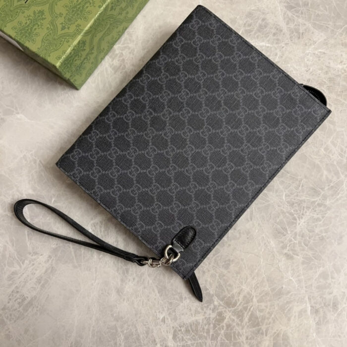 Gucci GG Pouch With Grey Trim Black 26Cm 768255 FACQC 1048 - Image 3