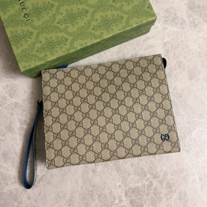 Gucci GG Pouch With GG Detail Beige And Ebony 26Cm 768255 FACQC 9773 - Image 2