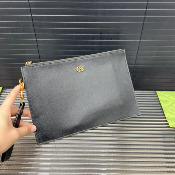 Gucci GG Leather Pouch Clutch Bag Black 29Cm - Image 2