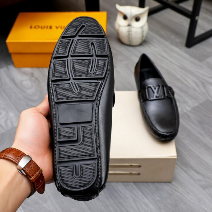 Louis Vuitton Loafer Matte Leather With Lv Logo In Black - Image 7