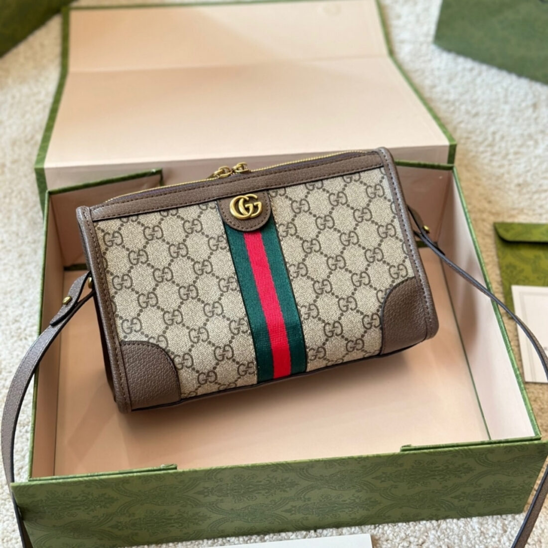 Gucci Ophidia GG Messenger Bag Beige Ebony 25cm 752581 96IWT 8745 - Image 2