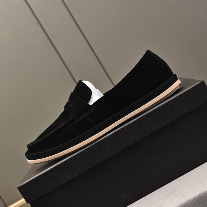 Prada Men Flat Loafers Suede Leather Black - Image 5