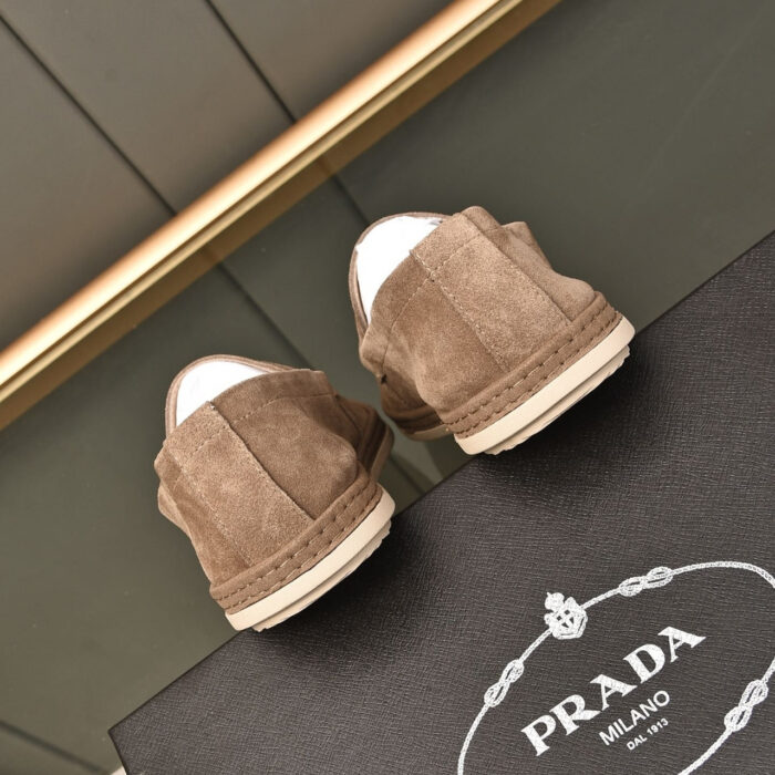 Prada Men Flat Loafers Suede Leather Brown - Image 4