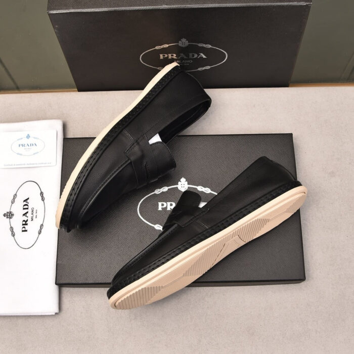 Prada Men’S Flat Loafers Leather Black - Image 3