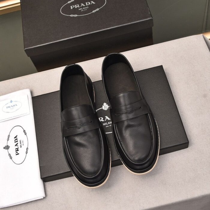Prada Men’S Flat Loafers Leather Black - Image 4