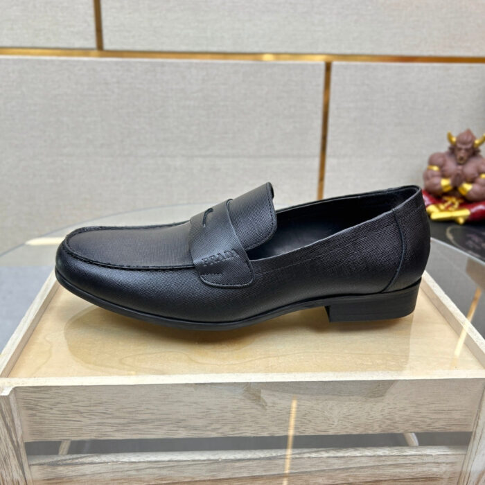 Prada Saffiano Leather Penny Loafers Black - Image 2