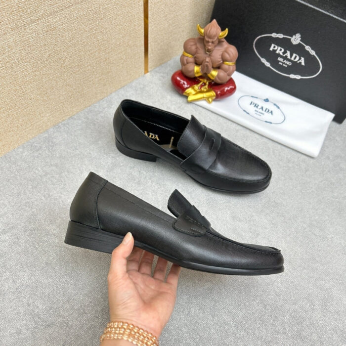 Prada Saffiano Leather Penny Loafers Black - Image 3