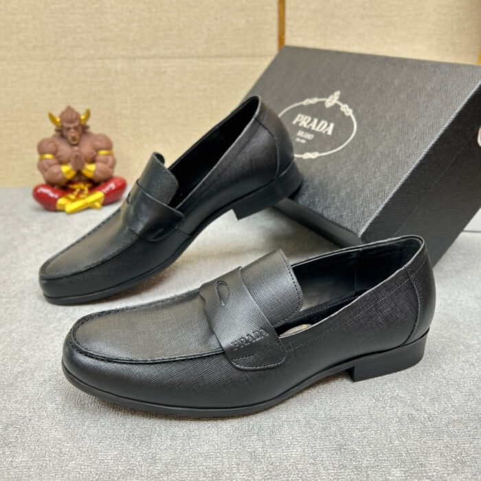 Prada Saffiano Leather Penny Loafers Black - Image 4