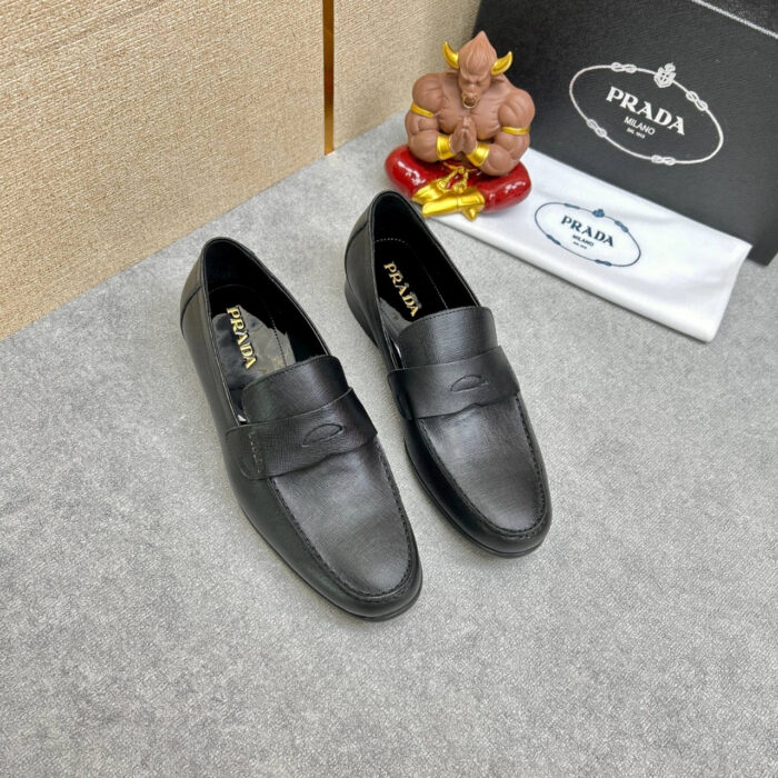 Prada Saffiano Leather Penny Loafers Black - Image 5