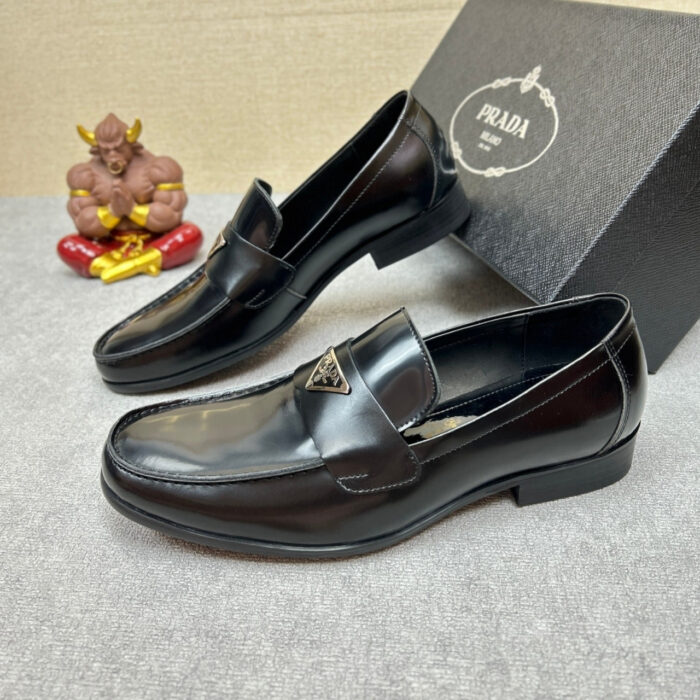 Prada Brushed Leather Loafers Triangle Black 2Db180 P39 F0002 F G001 - Image 5