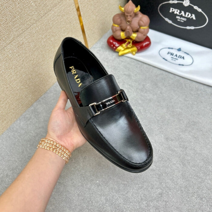 Prada Leather Brushed Plate Bit Logo Black 2Dc215 053 F0002 F G000 - Image 4