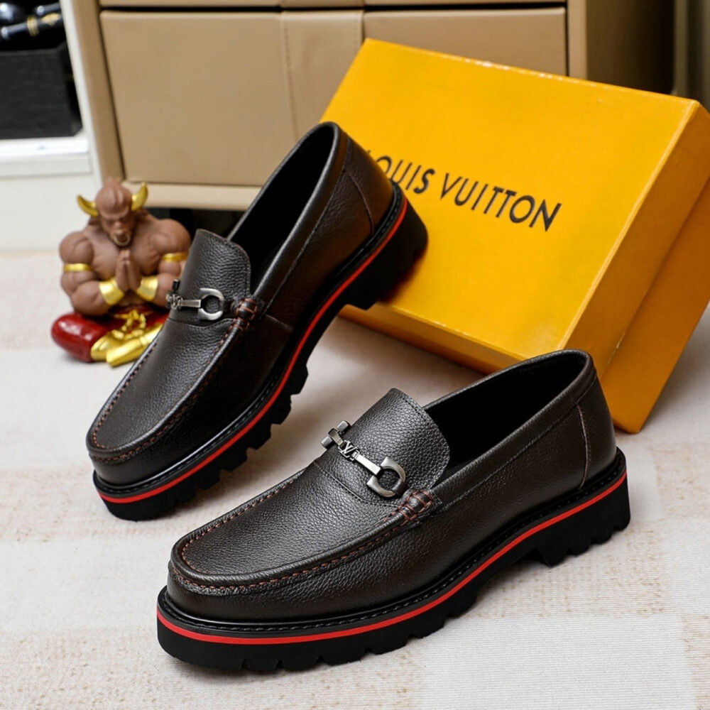Louis Vuitton Souliers Club Loafers Black Red - Image 4