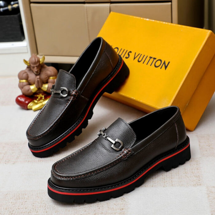 Louis Vuitton Souliers Club Loafers Black Red - Image 4